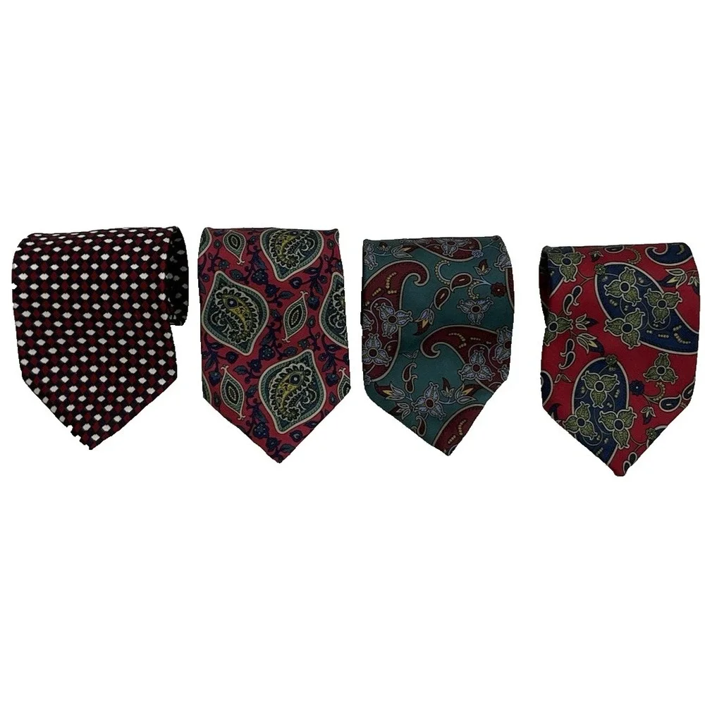 Saddlebred Silk Ties Vintage Paisley Polka Dot Mens Necktie‎ Bundle 4pc USA Made